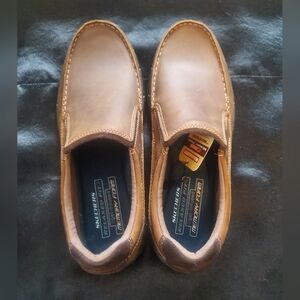 Skechers Men's Tan Slip-On Memory Foam Loafers